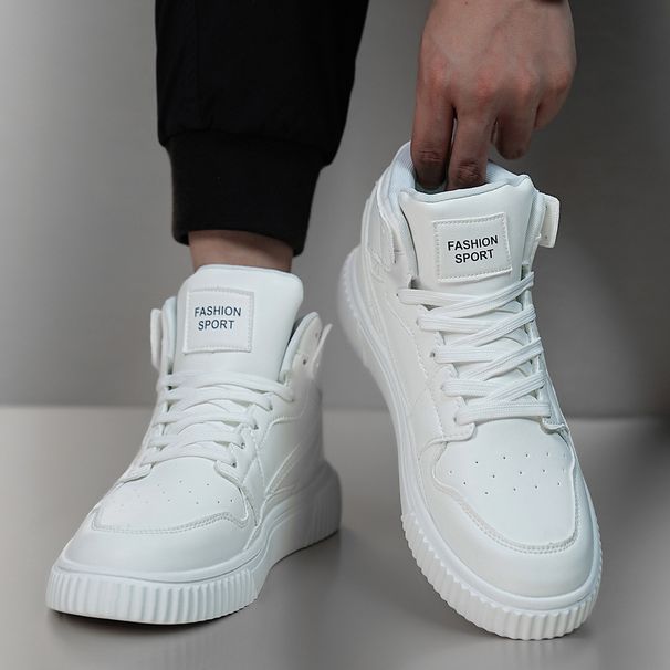 New Board Autumn/Winter Mid Top Korean Edition Sports Trendy Men's Casual Versatile White Shoes Men_vogvips.com