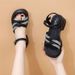 thick-soled Medium-heeled Rhinestone Sandals Women's Small Light And Fashionable Skirt Seaside Beach Shoes_vogvips.com