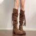 Qiors Tassel Knight Thick Heel Over-the-Knee Long Mid-Calf Boots For Women Height Increasing Slimming_vogvips.com