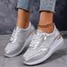 Slope Heel Thick Soled Sports And Leisure Shoes For Women, Fashionable Splicing, Four Seasons, Single Shoe, Large Size_vogvips.com