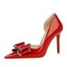 638-H35 European And American Style Banquet Women's Shoes, Thin High Heel, Shallow Pointed Toe, Side Cutout, Patent_vogvips.com