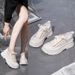 Cavas Wome's Summer Ew Thick Soled Spoge Cake Breathable Mesh Lace Casual Board Shoes Is Versatile Thi_vogvips.com