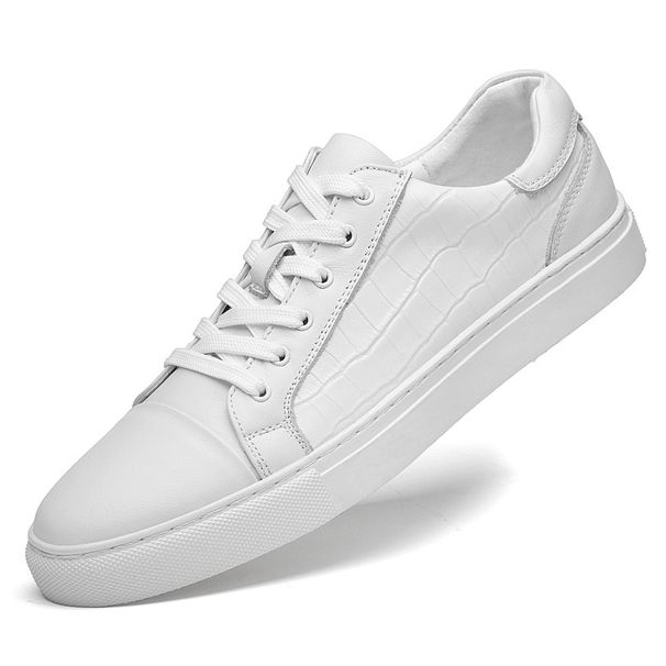 Casual Shallow Mouth Board Shoes Men's Shoes Men's Irst Layer Cowhide White Shoes Sports Shoes_vogvips.com