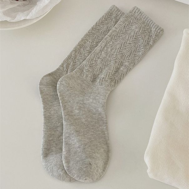 Chic Diamond Knit Mesh Crew Socks – Breathable Cotton & Seamless Design – Elegant Solid Colors – Stackable & Versatile – Fall Fashion Essential_vogvips.com