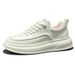 Men's White Sneakers 2025 Spring New Thick-Soled Trendy Genuine Leather Versatile Casual Soft Sole Lightweight_vogvips.com
