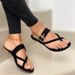 Cross-Border Trade Large Size Toe Clip Sandals For Women, European And American Style, Metal Belt Buckle, Flat Heel,_vogvips.com