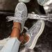 Handmade Summer Casual Women's Shoes With Rhinestones, Chunky Platform, Glitter & Lace-Up Design – Fashionable Round-Toe Slip-Ons_vogvips.com