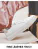 Men's Round Head Board Shoes Cowhide Surface Breathable Small Hole Casual Little White Shoes Low-top Sports Men's Shoes_vogvips.com