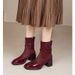 High Heel Short Boots For Women 2025 New Winter Chinese Style Red Wedding Boots Side Zipper Chunky Heel Mid-Calf Boots For Women_vogvips.com