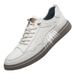 Men's Round Head Board Shoes Cowhide Surface Breathable Casual White Shoes Low-top Sports Shoes_vogvips.com