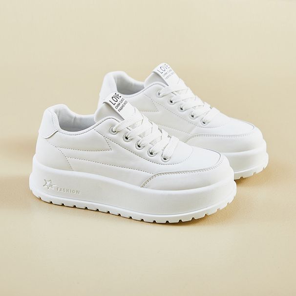 Little White Shoes Female Students Thick-soled Heightening Shoes Sports Board Shoes Casual_vogvips.com
