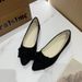 2026 New Shoes: Solid Color Floral Multi-Color Pointed Toe Flat Large Fabric Shoes, Suede Women's Flats, Size 43, With_vogvips.com