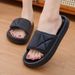 Men's Thick-Soled Slip-On Slippers, Women's Summer Outer Wear Slippers, Home Soft-Soled Couples' Coconut Casual Velcro Wide-Foot Beach Bread Slippers_vogvips.com