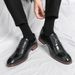 New Men's Square Toe Leather Korean Style British Trend Office Business Height Increasing Formal Casual Shoes Brown_vogvips.com