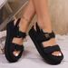 Plus Size Summer Platform Sandals Suede Velcro Closure Buttons Style Women's Shoes_vogvips.com