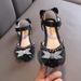 New Girl Princess Girl Bow Small Big Child Dance Show Shoes Single Shoes Leather Shoes_vogvips.com