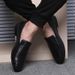 Fashion Men Black Braid Leather Casual Driving Men's Slip On Penny Loafers Moccasins 2019 New Style Leisure Shoes_vogvips.com