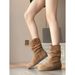 Sheepskin Version~Flat For Women Western Autumn Winter Slip-On Round Toe Slouch Slimming Short Boots_vogvips.com