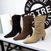 813-2 Retro Style Square Toe Western Cowboy For Women, Chunky Heel Suede Wrinkled Slouch , Fashion Mid-Calf Riding_vogvips.com