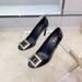 RV Patent Leather Round-Toe High-Heeled Stiletto Heel, Low-Cut Women's Shoes With Metal Square Buckle, Professional OL_vogvips.com