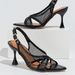 Women's Mesh Finish Paint With Pointy Stiletto Sandals Women's Personalized Fashion Black High Heels_vogvips.com