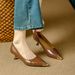 Comfortable Stiletto High Heels, 2026 Spring New French Fashion Metal Pointed Toe Mid-heel Slip-on Women's Shoes_vogvips.com