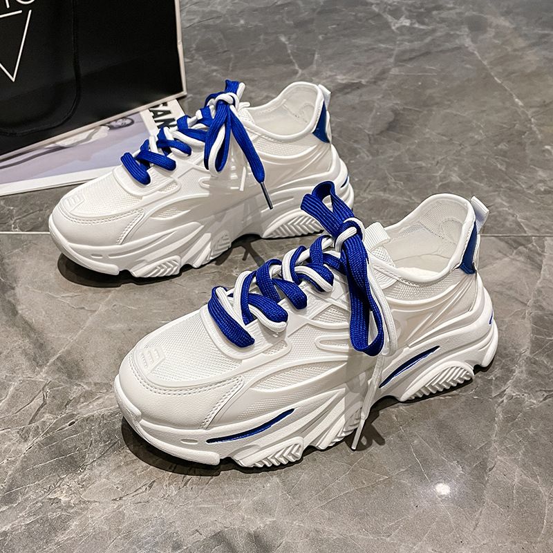 Low Top White For Women New Summer Trendy Versatile Thick Soled Women's Mesh Breathable Dad Shoes_vogvips.com