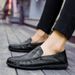 Summer beanie men's leather shoes flat bottom plus size casual shoes men's trendy fashion outdoor business casual lazy shoes men_vogvips.com