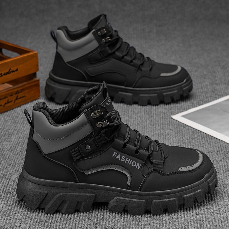 Men's High-Top Work Boots With Thick Non-Slip Sole, Durable Casual Shoes For Outdoor And Daily Wear Outdoor Wear Resistant Work Boots_vogvips.com