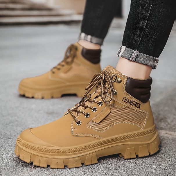 Martin Boots Men's High-top Tooling Boots Leather Retro Style Big Yellow Boots Can't Be Kicked Badly_vogvips.com