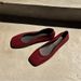Cowhide Version~ New Square Toe Slip-On Red Flat Genuine Leather Women's Shallow Mouth Soft Sole Granny Boat Shoes_vogvips.com