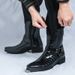 Plus Size Autumn And Winter Leather Boots For Men, Side Zipper, Embossed High-Top Leather Shoes, Retro British Martin Bo_vogvips.com