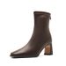 Melard Style Chunky Heel Mid-Calf For Women, Autumn And Winter New Fleece-Lined French Bare Boots, Elastic Slim Boots To_vogvips.com