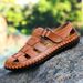 99006 Men's Sandals Summer Handmade Beach Large Size Car Seam Sleeve Foot Hollowed Baotou Hole Shoes_vogvips.com