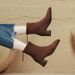 Women's Short Boots 2025 Autumn And Winter High-heeled Mid-calf Boots In Khaki Suede, Chunky Heel, Fashionable, Stretchy, Warm For_vogvips.com