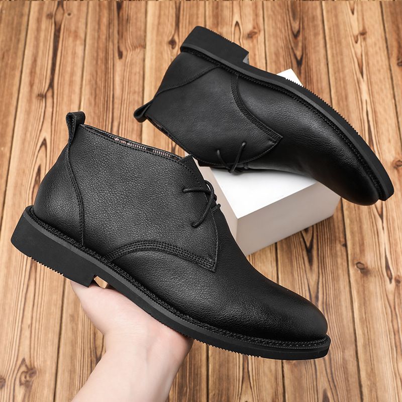 Autumn Martin Men Genuine Cowhide Pointed Toe High Top Slip-On Leather Boots_vogvips.com