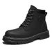 European Warm Series Martin Couple Style Genuine Leather Winter Fleece-Lined Yellow Women's High-Top Casual Men's Work Boots_vogvips.com