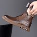 European Warm Series Men's Martin 2025 Autumn Winter New Plush Work Boots British Style High Top Trendy Genuine Leather Cotton Shoes_vogvips.com