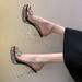 Women's Summer Fashion Transparent Crystal Stiletto Heel Platform Sandals - Runway Style_vogvips.com