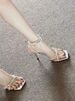 silver Rhinestone High-heeled Shoes For Women, 2025 Summer New Style, Stiletto Heel, Strap Design, French Sexy And_vogvips.com
