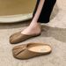 Korean-style Pleated Retro Half-slippers For Women, Spring And Summer Outdoor Closed-toe Flat Mules, 2025 New Model_vogvips.com