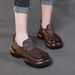 2025 Autumn New Handmade Soft Leather For Women, Thick Bottom Versatile Set, Round Head Casual Women's Single Shoes_vogvips.com