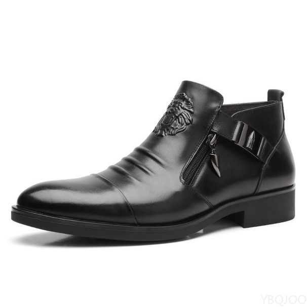 Winter Men's Elegant Boots Ankle Non Slip Leather Shoes British Zip Black Knight Boots Pointed Punk Platform Male_vogvips.com
