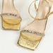 Women's Rhinestone Line With Cross Back Ankle Strap Buckle Shaped Heel Sandals Fashion Party Gold Heels_vogvips.com