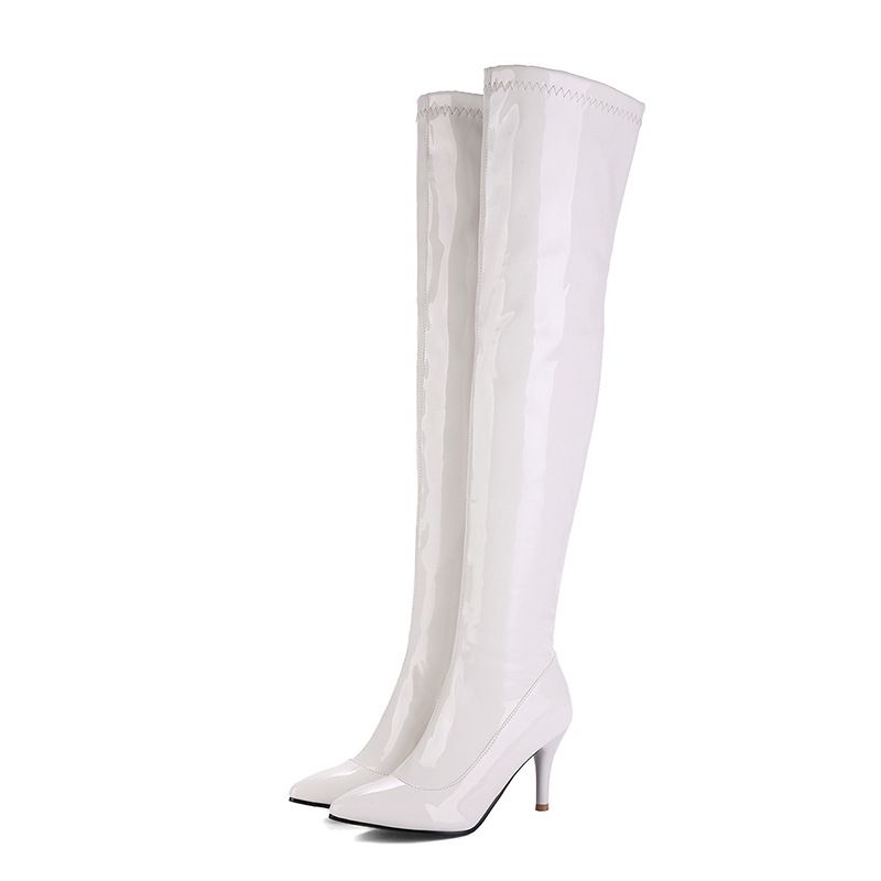 32/48 Plus Size Women's Shoes Pole Dance Simple High Heels Over-the-Knee Long Boots_vogvips.com