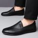 Casual Soft Leather Work Slip-On Loafers Trendy British Style Men's Shoes_vogvips.com