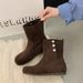 Unique Style Slouch Short For Women 2025 Autumn Winter Thick Heel Square Toe Western Cowboy Riding Martin Boots_vogvips.com