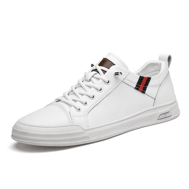 Men's Casual Board Shoes Small Size Lace-up-free Leather Board Shoes Hollow Hole White Shoes_vogvips.com