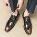 Euro Step British Style Business Square Toe Brogue Leather Korean Version Casual Breathable Handmade Oxford Shoes For Men_vogvips.com