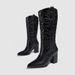 Stylish Western Boots For Women & Men – Embroidered Floral Pointed Toe Chunky Heel Knee-High Boots With Soft Sponge Padding & Metallic Accents_vogvips.com